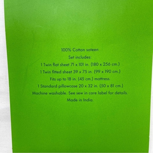 Kate Spade Twin Size Sheet Set solid white cotton sateen NWT - Picture 8 of 8